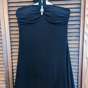 Black Short Formal Halter Dress with bottom ruffle
